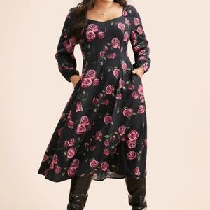 Bloomchic Floral Heart Neckline Cross Straps Dress Size 4X/26 NWT.